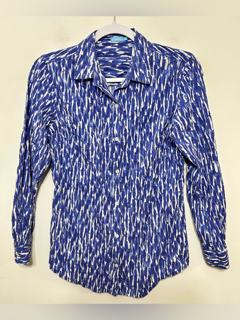 J. McLaughlin Coastal Chic Crinkle Texture Button Up Shirt Womens Size XS - Picture 2 of 8